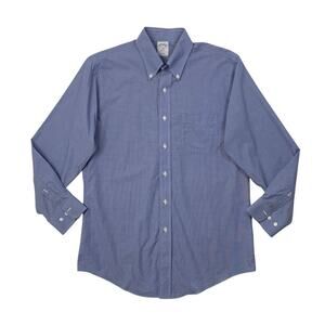 Brooks Brothers Shirt Mens 15.5 Blue White Regent Cotton Non Iron Check Dress